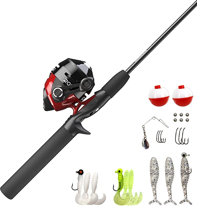 : Zebco 202 Spincast Reel and Fishing Rod Combo with 27-Piece Tackle Pack
