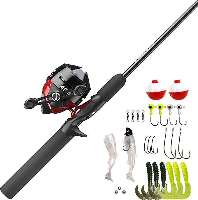 : Zebco 404 Spincast Reel and 2-Piece Fishing Rod Combo with 28-Piece Tackle Pack