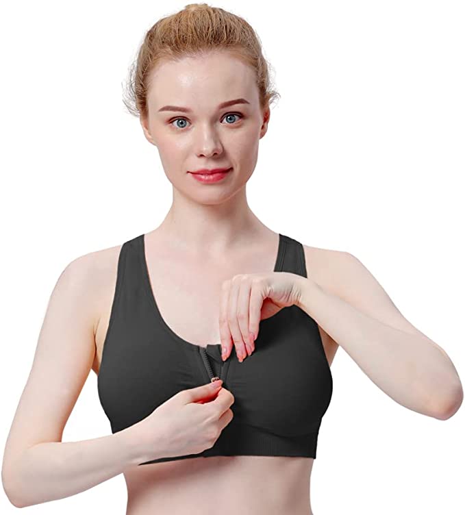 : WANAYOU Women's Zip Front Sports Bra – Comfortable and Supportive