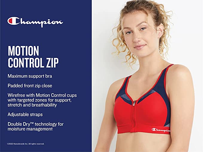 : Champion Women's Motion Control Zip Sports Bra - Maximum Support for High-Intensity Workouts Champion Women's Motion Control Zip Sports Bra