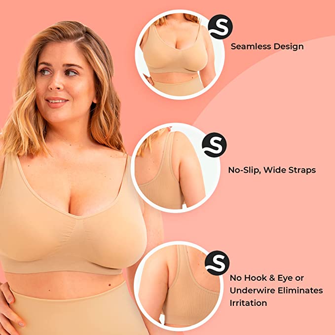 : SHAPERMINT Enhanced Smoothing Wireless Bralette for Women with Removable Cups – Comfort and Support
