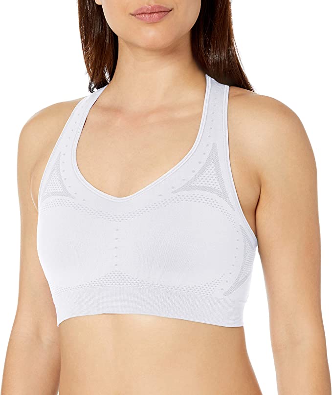 Hanes Seamless Racerback Moderate-Support Sports Bra with CoolDRI Moisture-Wicking O9003