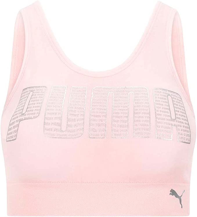 PUMA Women's Asana Logo Print Seamless Sports Bra – Stylish Support for Your Workout