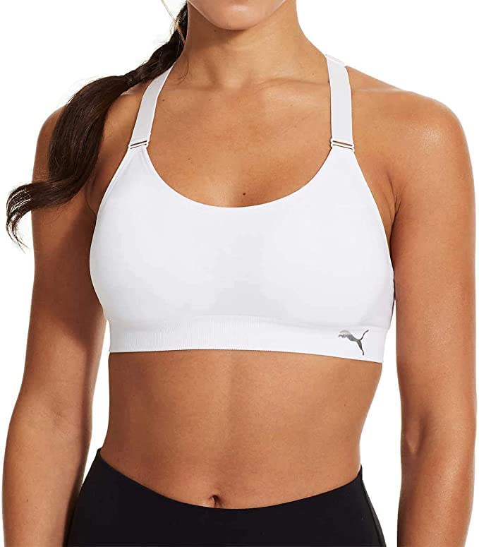 : PUMA Women's Removable Cups Racerback Sports Bra 2 Pack Pink/White - Maximum Comfort and Support