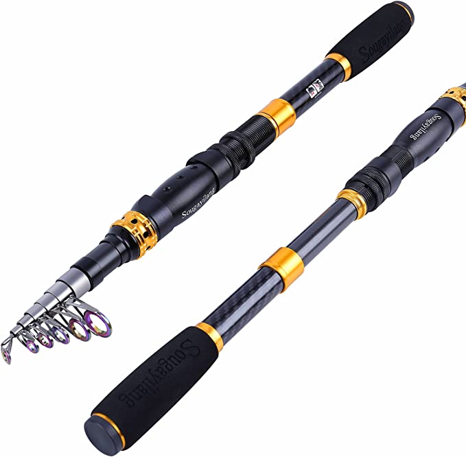 : Sougayilang Telescopic Fishing Rod - Portable and Durable Carbon Fiber Rod for Bass and Trout Fishing