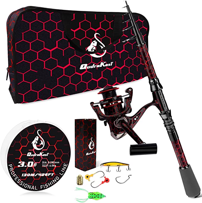 QudraKast QKBAG-180RED Fishing Rod and Reel Combos