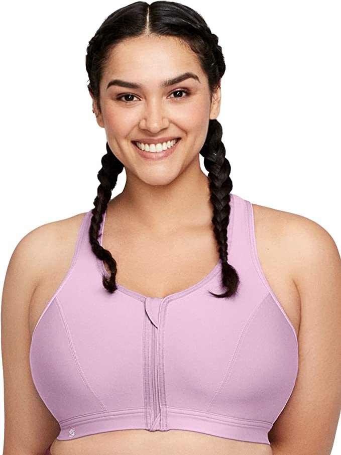 : Glamorise Women's Plus Size Zip Up Front-Close Sports Bra Wirefree #9266 – Ultimate Support for Plus Size Women