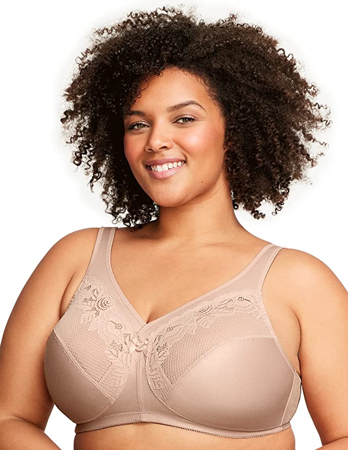 : Glamorise Women's Full Figure Wirefree Minimizer Support Bra #1003 - Comfort and Support for Curvy Women