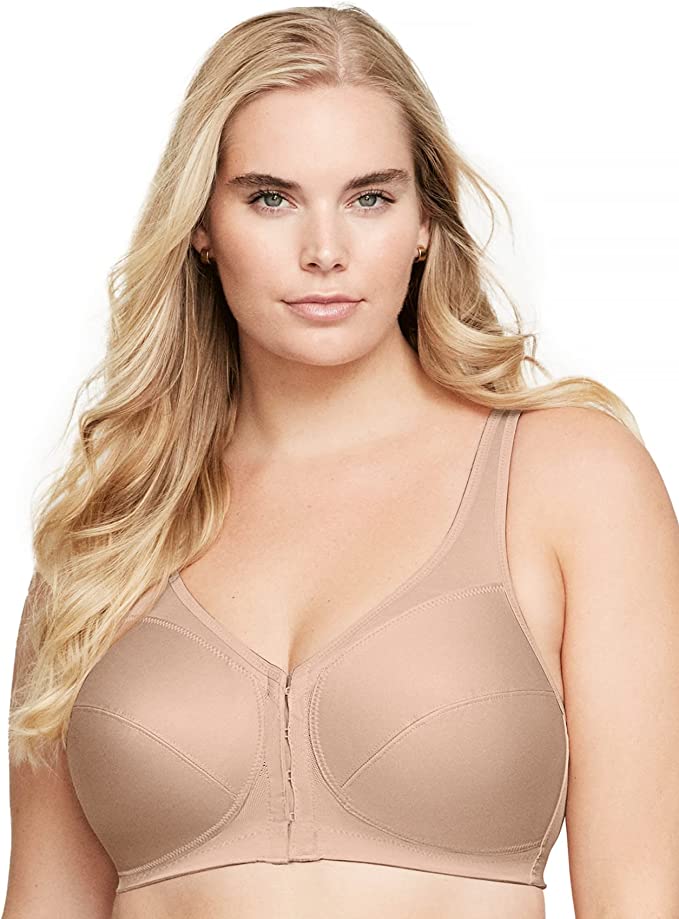 : Glamorise Women's MagicLift Front Close Posture Back Support Bra - Comfort and Support