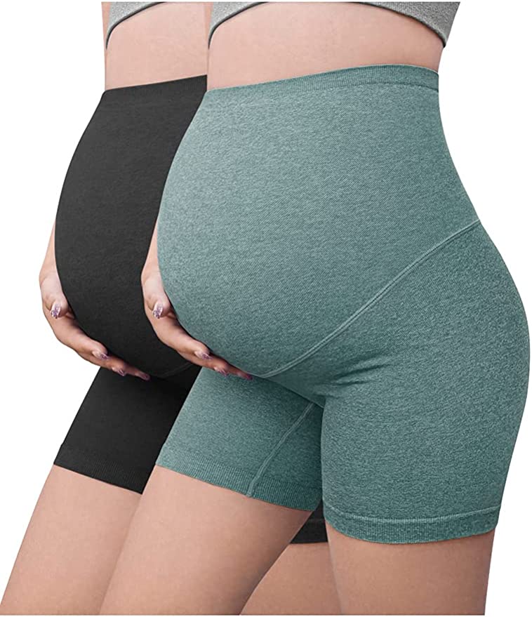 OQQ Women's 2-Pack Maternity Athletic Shorts - A Must-Have for Expecting Mamas