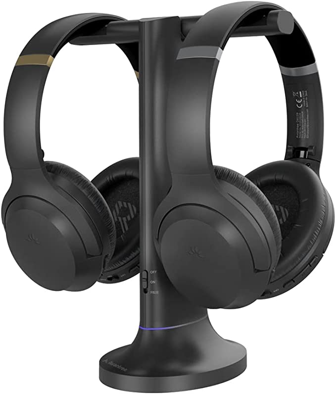 Avantree Duet - Dual Wireless Headphones for TV Watching with Transmitter/Charging Stand 2-in-1