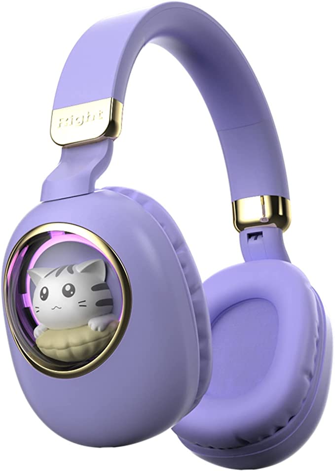 Xmenha Purple Kids Bluetooth Headphones Wired with Microphone for School