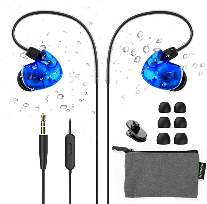 Avantree TR504 IPX5 Sweat Resistant Sport Earbuds - Excellent Wired Earbuds for Workouts and Small Ear