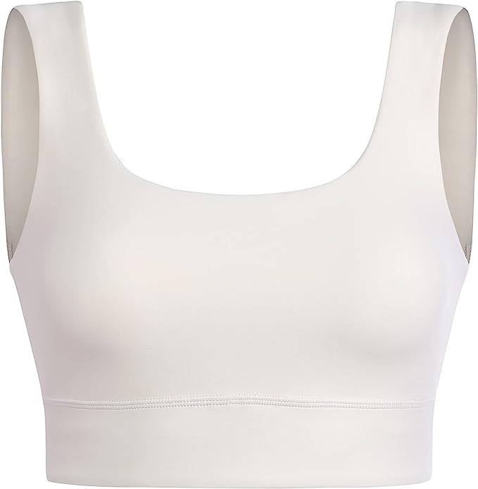 CRZ YOGA Womens Butterluxe U Back Sports Bra - Scoop Neck Padded Low Impact Workout Yoga Bra with Built in Bra
