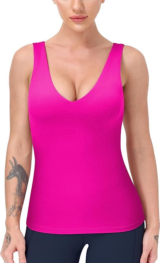 Disbest Workout Tops for Women Yoga Tank Tops with Built-in Bra
