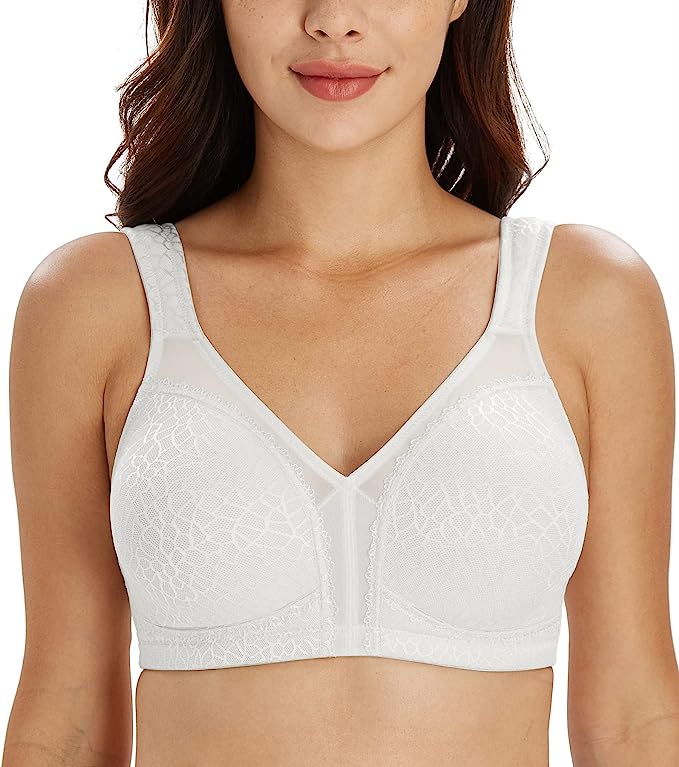Lemorosy Women's Plus Size Full Coverage Non Padded Wireless Minimizer Bra - Comfort and Double Support