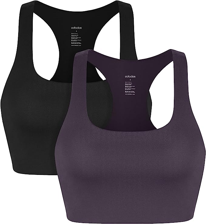 ODODOS ODLEX Racerback Sports Bra for Women - Yoga Tank Sleeveless Fitness Workout Crop Tops