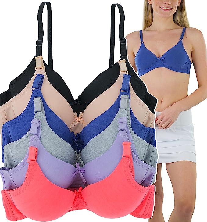 ToBeInStyle Women's Pack of 6 Classic Style Underwire Supportive Padded Bras – Comfortable and Versatile