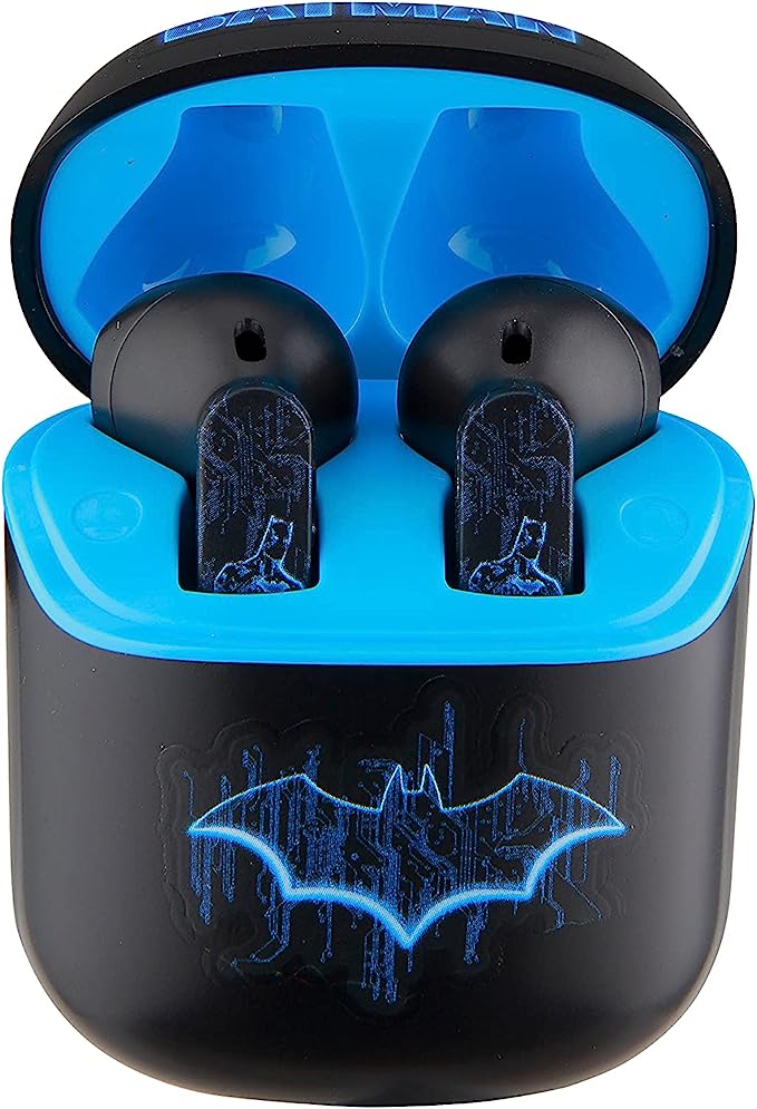 eKids RIB14BM  Batman Kids Bluetooth Earbuds with Charging Case - Cool Gifts for Superhero Fans
