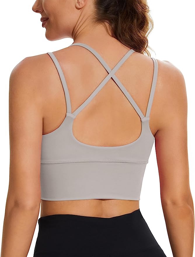 Loovoo Sports Bras for Women, Criss-Cross Back Strappy Workout Tank Tops Cropped Fitness Yoga Bra with Built in Bras: Loovoo Sports Bras for Women - Soft and Supportive Workout Bras