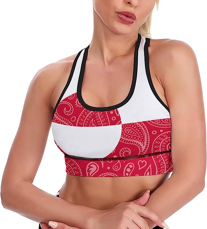 Paisley and Greenland Flag Sports Bra for Women: Stylish, Supportive and Comfortable