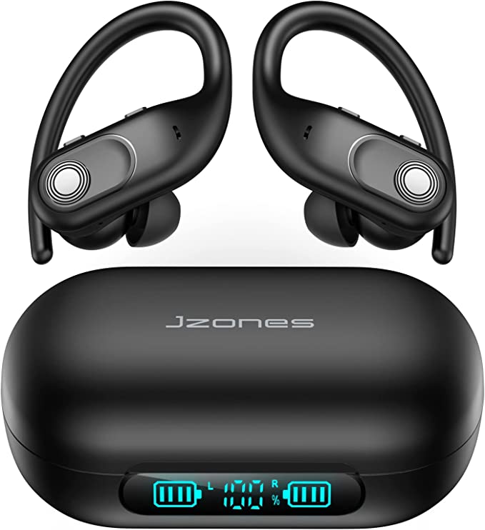 Jzones Wireless Earbuds with Long Playtime and Wireless Charging