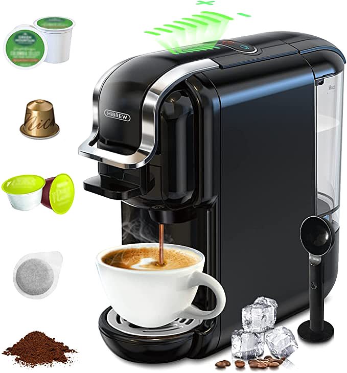 Sunvivi Single Serve Coffee Maker For Single Cup Pods & Ground Coffee with  30 Oz Detachable Reservoir, 3 levels One Cup Adjustable Drip Tray Suitable