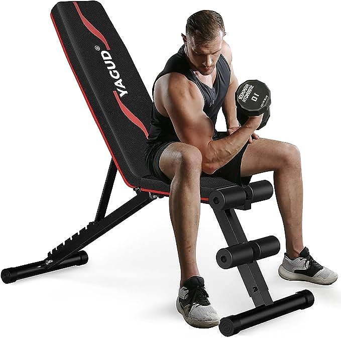 : Yagud Weight Bench Press - Sturdy and Adjustable Home Gym Workout Bench