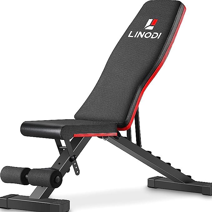 : LINODI Weight Bench - Sturdy, Versatile and Compact Home Gym Bench