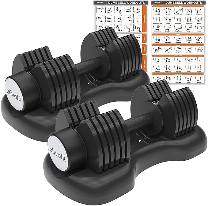 : ATIVAFIT Adjustable 44LBS/66LBS/88LBS Dumbbell Set - Convenient and Versatile Home Gym Equipment