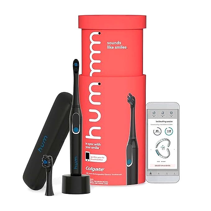 Colgate hum Black Electric Toothbrush - Powerful Sonic Vibrations for a Cleaner Smile