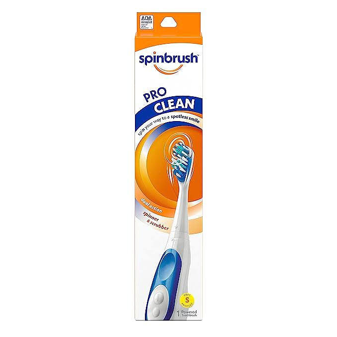 Spinbrush Pro Clean Battery Toothbrush - Effective Plaque Removal and Deep Cleaning