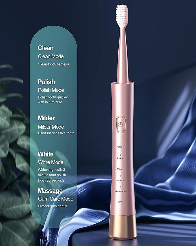  AJELU JP-ET-PINK Sonic Electric Toothbrush for Adults 