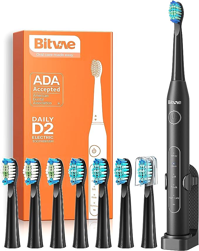 Bitvae D2 Electric Toothbrush - Powerful Sonic Cleaning with 5 Modes and Smart Timer