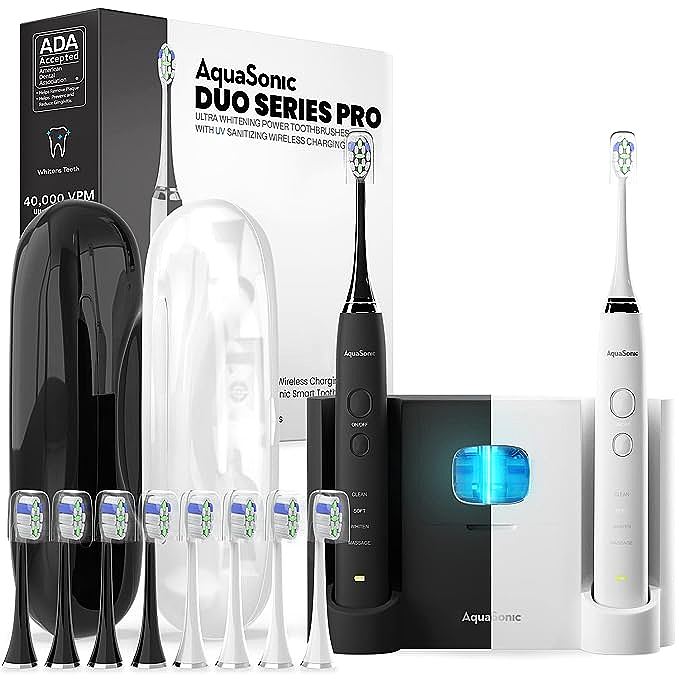 AquaSonic DUO PRO Electric Toothbrush - A High-Tech Electric Toothbrush for Whiter Teeth and Healthier Gums