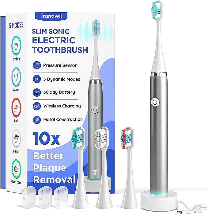 Tranqwil Slimsonic Electric Toothbrush - Powerful Cleaning with Advanced Features