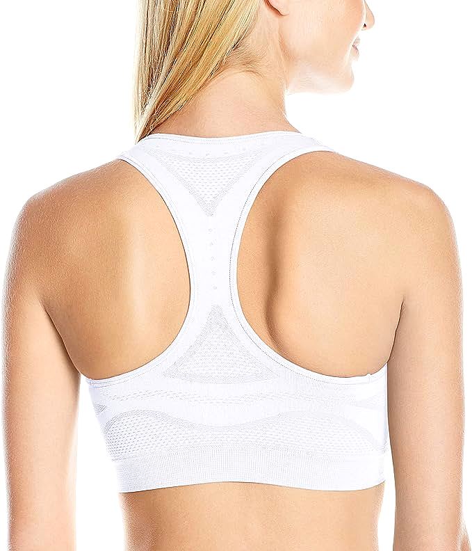  Hanes Seamless Racerback Moderate-Support Sports Bra with CoolDRI Moisture-Wicking O9003 