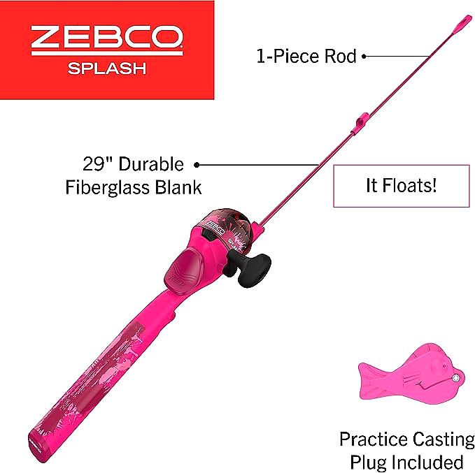  Zebco Splash Kids Spincast Reel and Fishing Rod Combo  