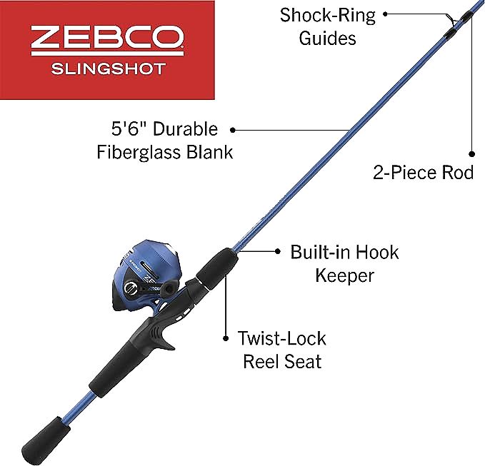  Zebco 202 Slingshot Spincast Reel and Fishing Rod Combo 