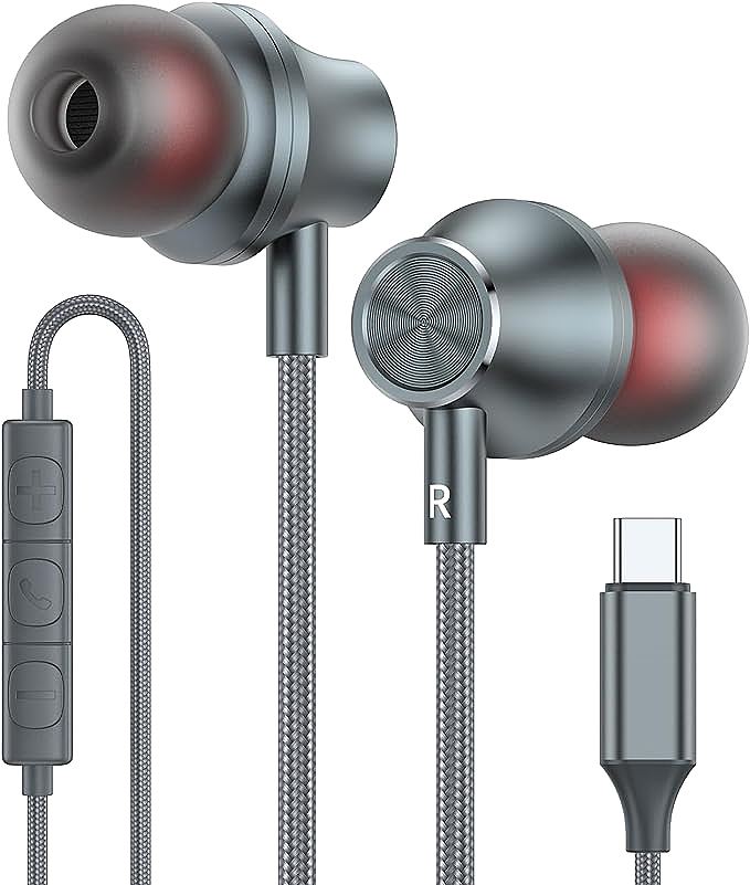 UNOLYO USB U15G C Wired Headphones - Premium USB-C Earbuds With Great Sound