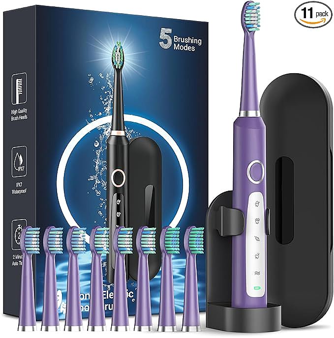 Rtauys Rechargeable Sonic Electric Toothbrush for Adults and Teens - A Powerful and Effective Electric Toothbrush for Cleaner, Brighter Teeth