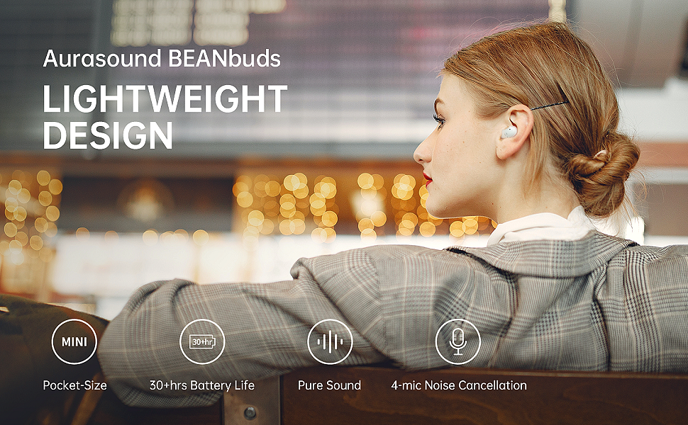 Aurasound BEANbuds 2022 Bluetooth Earbuds  