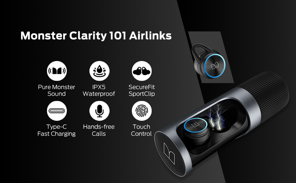   Monster MH21902 Clarity 101 AirLinks Bluetooth Earbuds 
