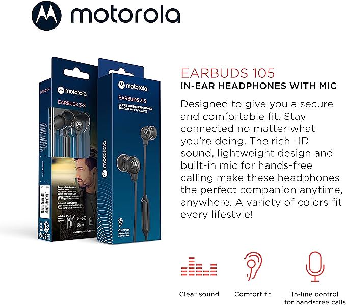  Motorola 105 Wired Earbuds 
