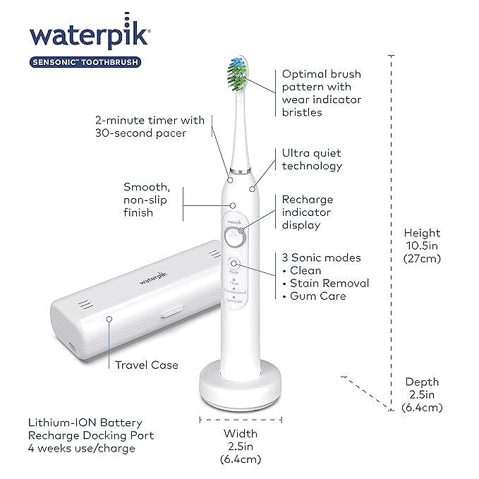 Waterpik STW-03W020 Sensonic Sonic Electric Toothbrush,    
