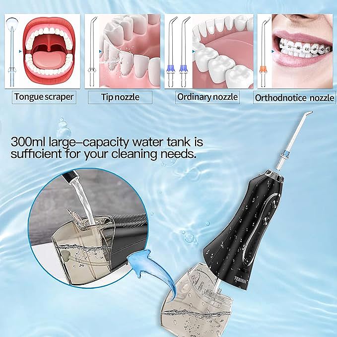  TEBIKIN HF-6 Portable Cordless Water Dental Flosser   