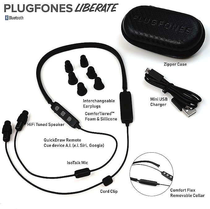  Plugfones Liberate 2.0 Wireless Bluetooth in-Ear Earplug Earbuds   