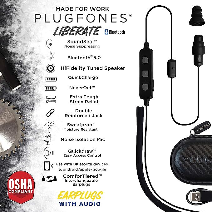  Plugfones Liberate 2.0 Wireless Bluetooth in-Ear Earplug Earbuds    