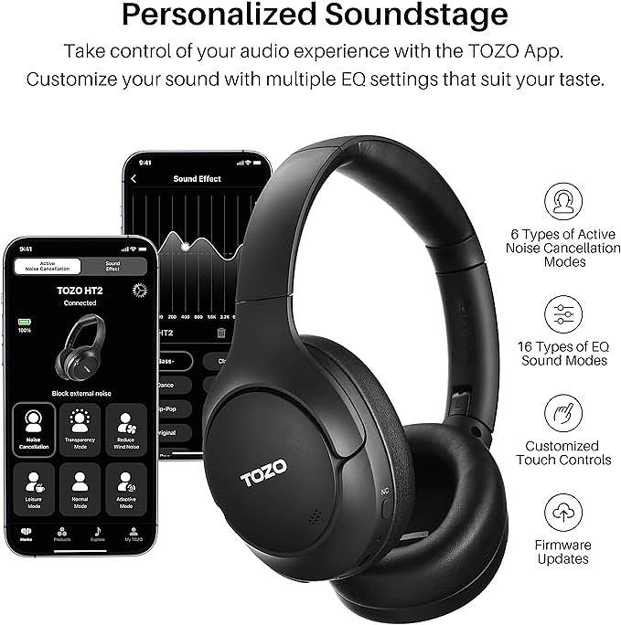  TOZO HT2 Hybrid Active Noise Cancelling Headphones      
