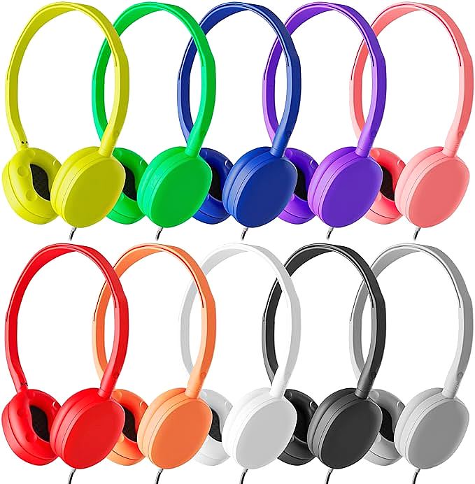 Maeline 01622A On-Ear Headphones - Affordable and Vibrant Bulk Headphones for Classrooms